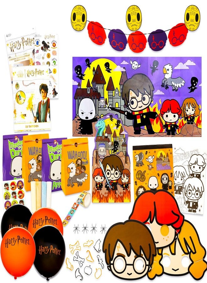 هاري بوتر مجموعة زينة حفلات هاري بوتر - باقة هدايا الحفلات، ملصق، بالونات، لافتات، والمزيد | طقم زينة حفلات بطابع هاري بوتر - Image 1